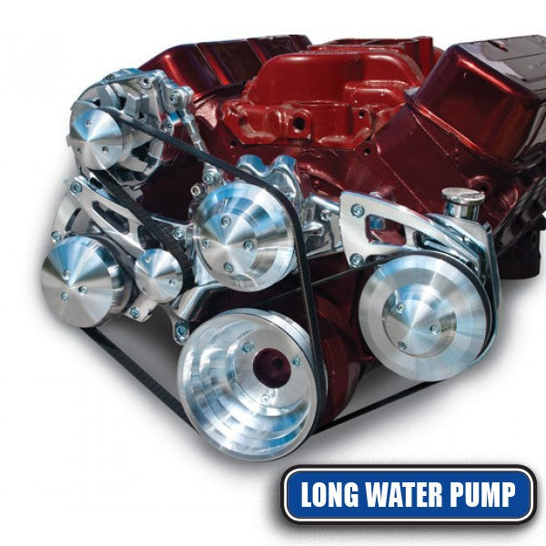 Billet Specialties FM2110PC Long Water Pump Serpentine Conversion Kit for Small Block Chevy 
