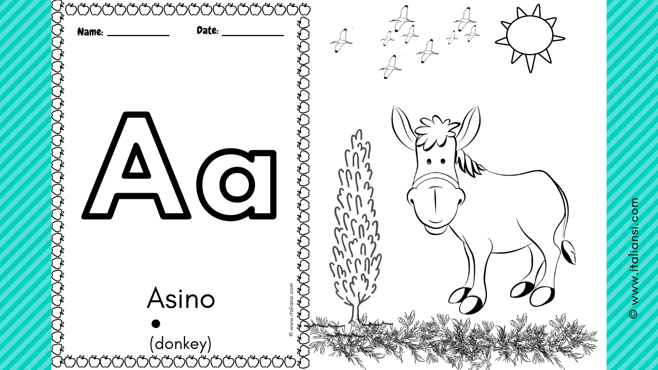 L'asino che portava il sale - Printable, Fable with drawings