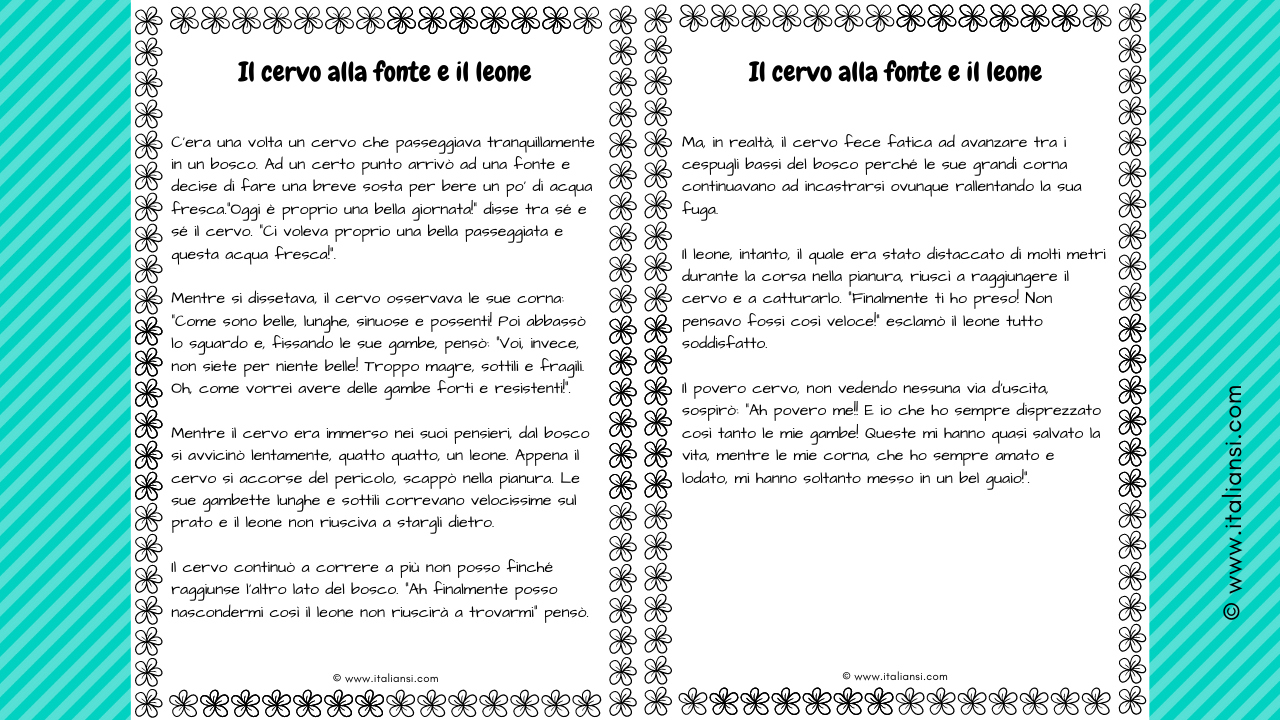 Printable Story - Il cervo alla fonte e il leone