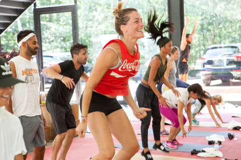 Fit, fun people engaging in an exercise class
