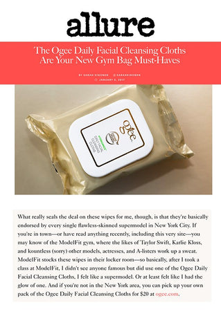 Allure: The Ogee Daily Facial Cleansing Cloths Are Your New Gym Bag Must Haves