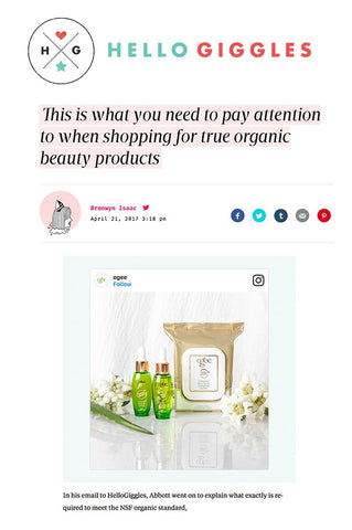 HelloGiggles: What to Pay Attention to When Shopping for True Organic Products like Ogee Organic Skincare