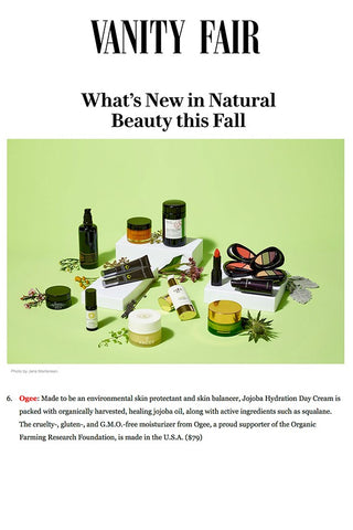 Vanity Fair: What's New in Natural Beauty This Fall - Ogee Organic Skincare