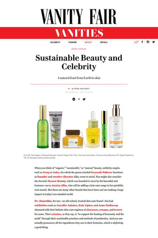 Vanity Fair: Sustainable Beauty and Celebrity - Ogee Organic Skincare