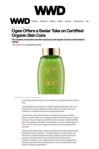 WWD: Ogee Offers a Sexier Take on Certified Organic Skincare