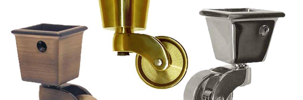 Polished Square Cup Casters, 1-1/4 - Paxton Hardware