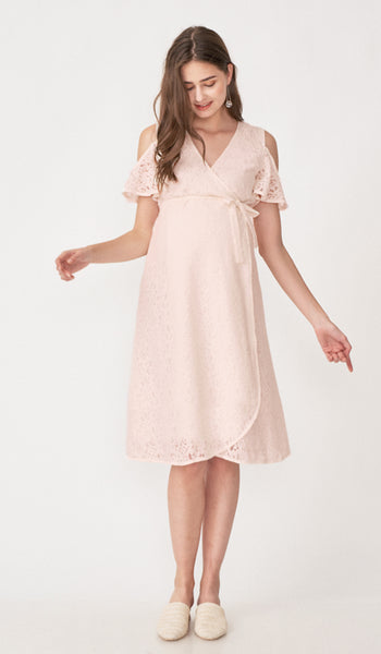 ZARA DROP SLEEVE LACE DRESS PINK – Dear 