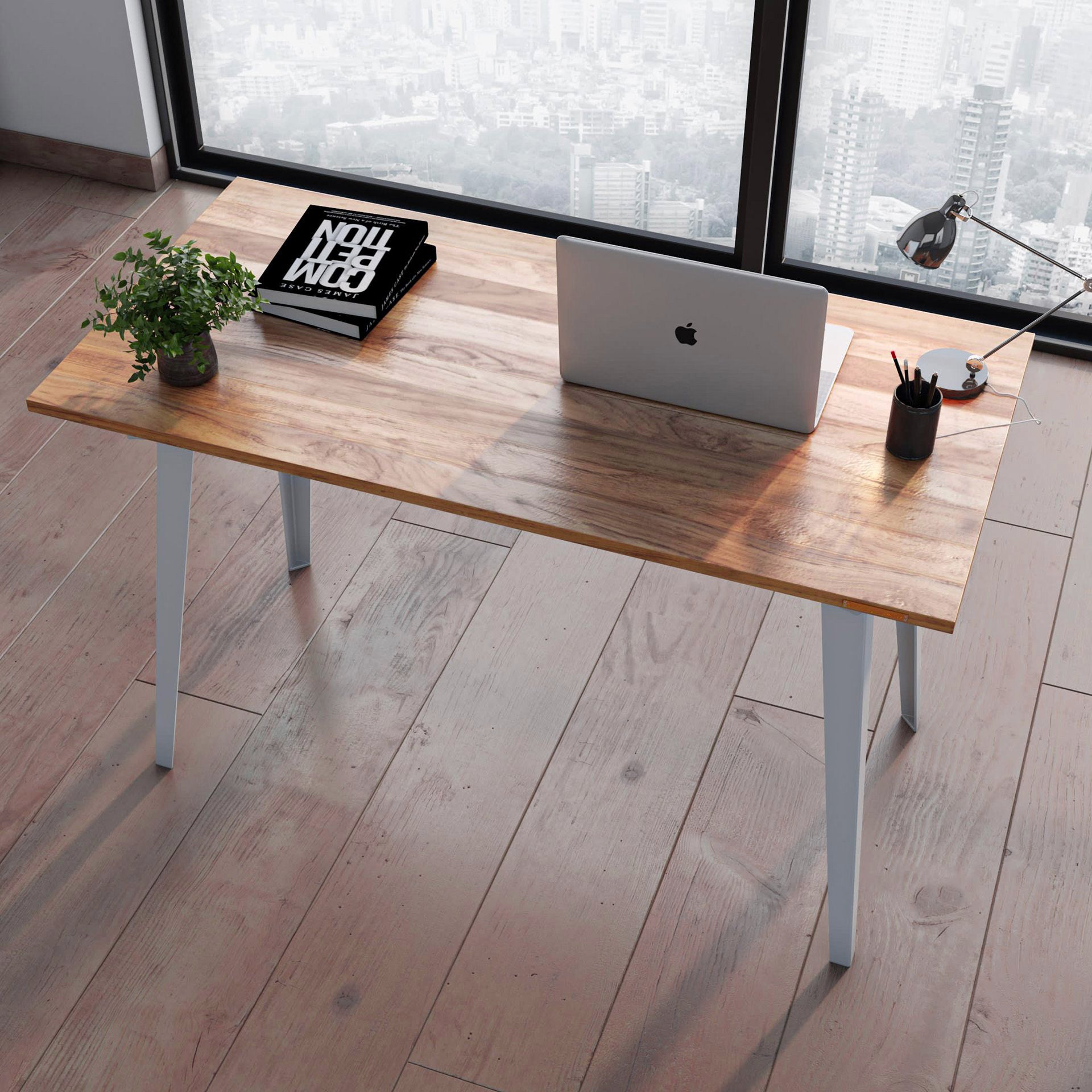 teak and white desk