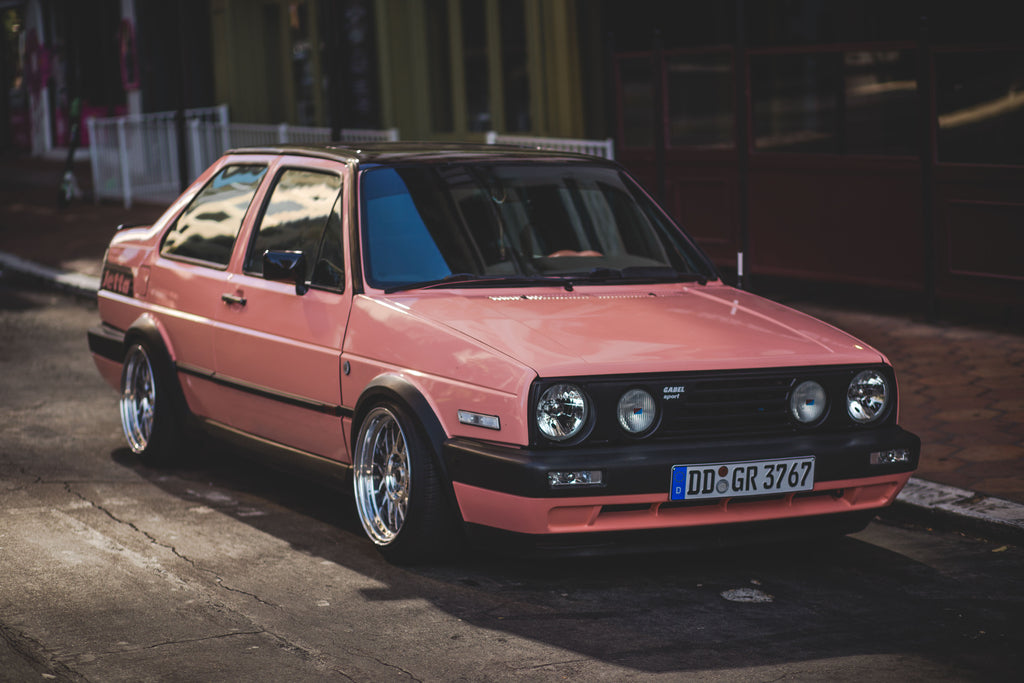 vw mk2 jetta coupe stance pink