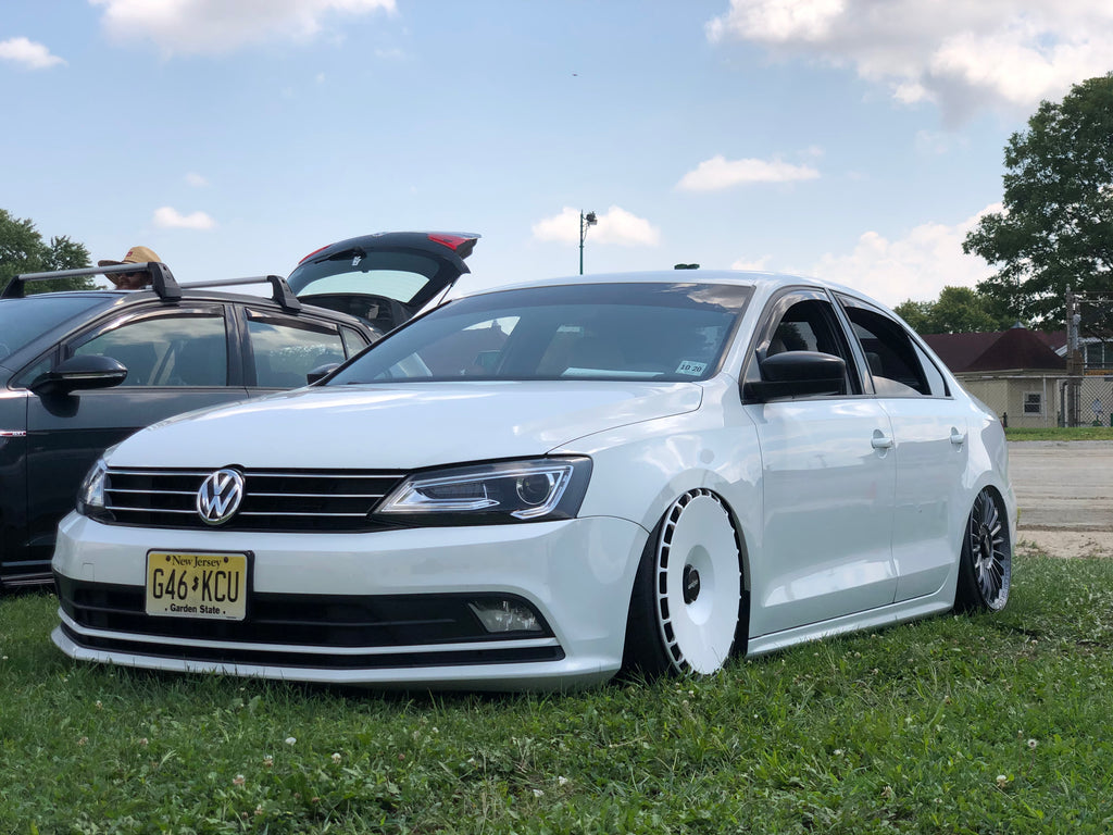 white mk6 jetta rotiform aerodisk stance bagged