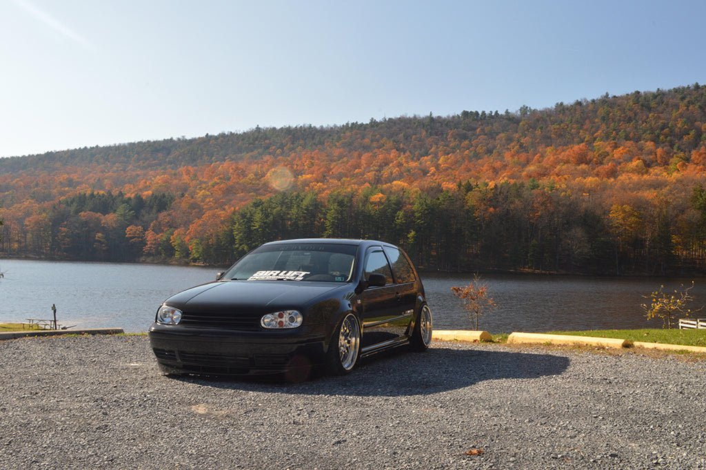 mk4 gti bagged by the lake low stance