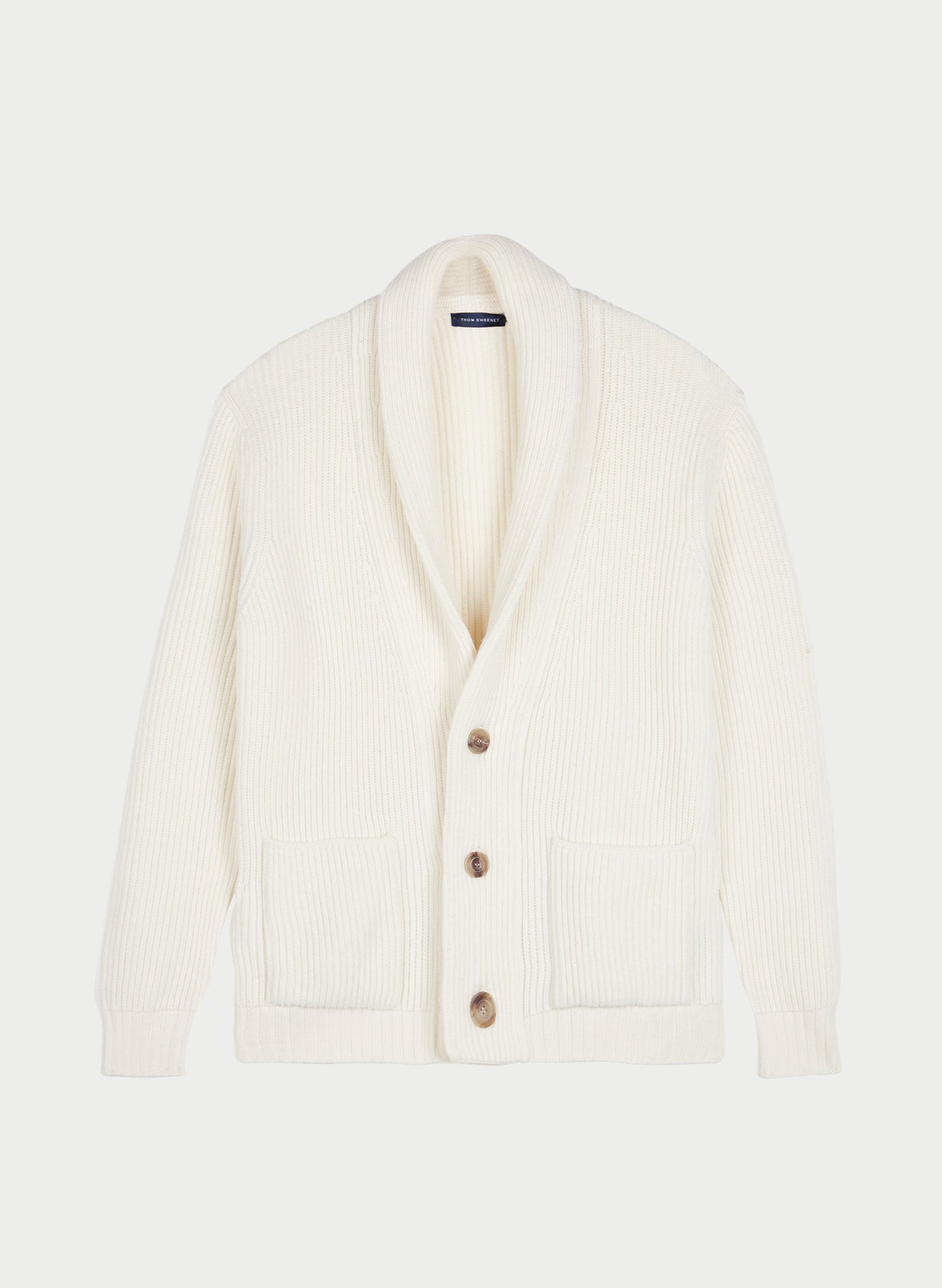 Single Breasted Wool Shawl Cardigan Cream Front