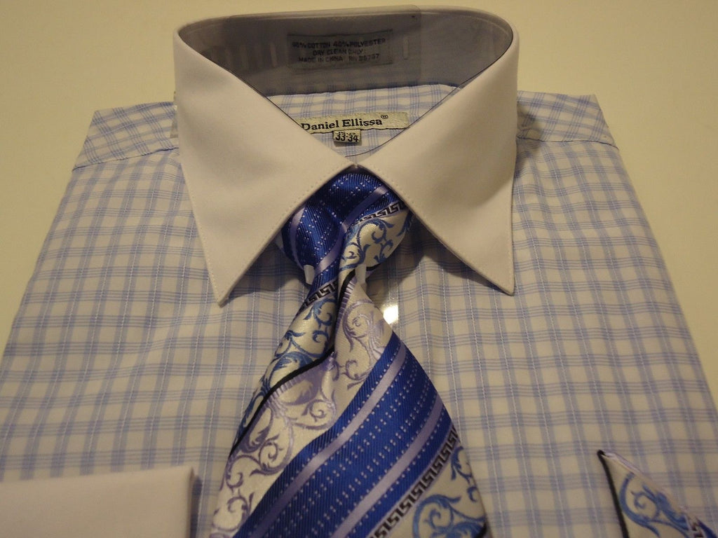 blue and white plaid dress shirt