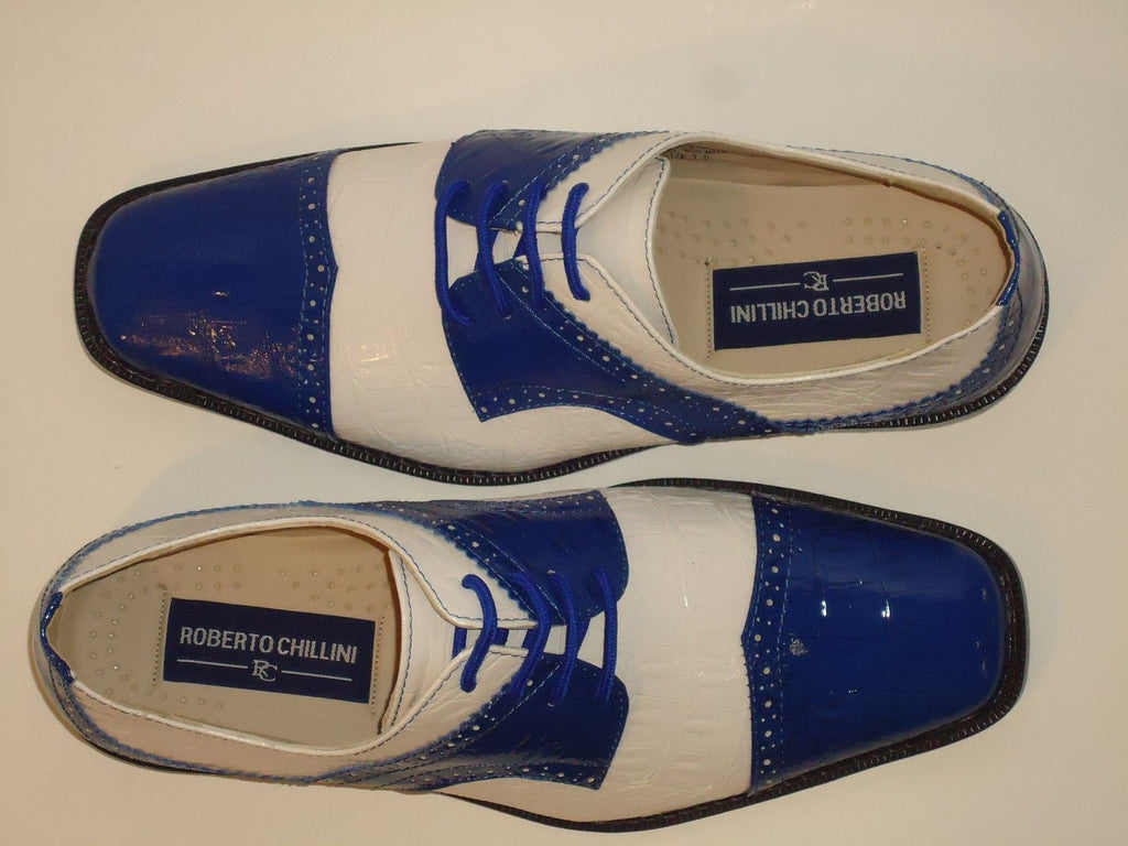 royal blue and white dress shoes