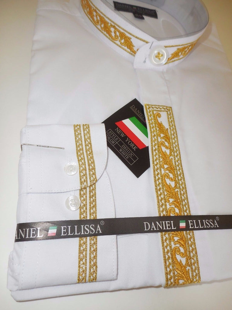 men's white and gold dress shirt