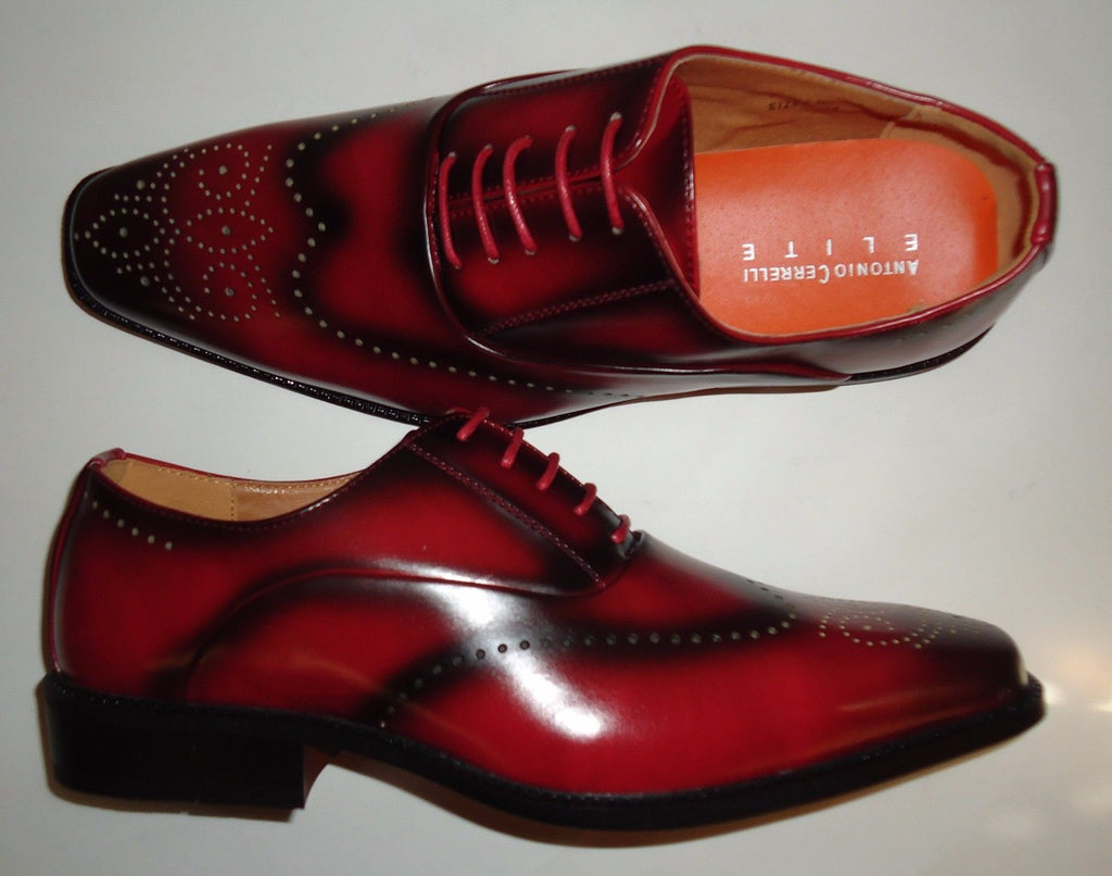 red and black wingtip shoes