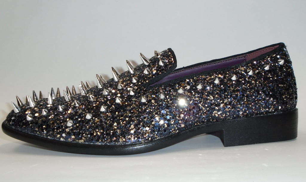 mens black sparkly loafers