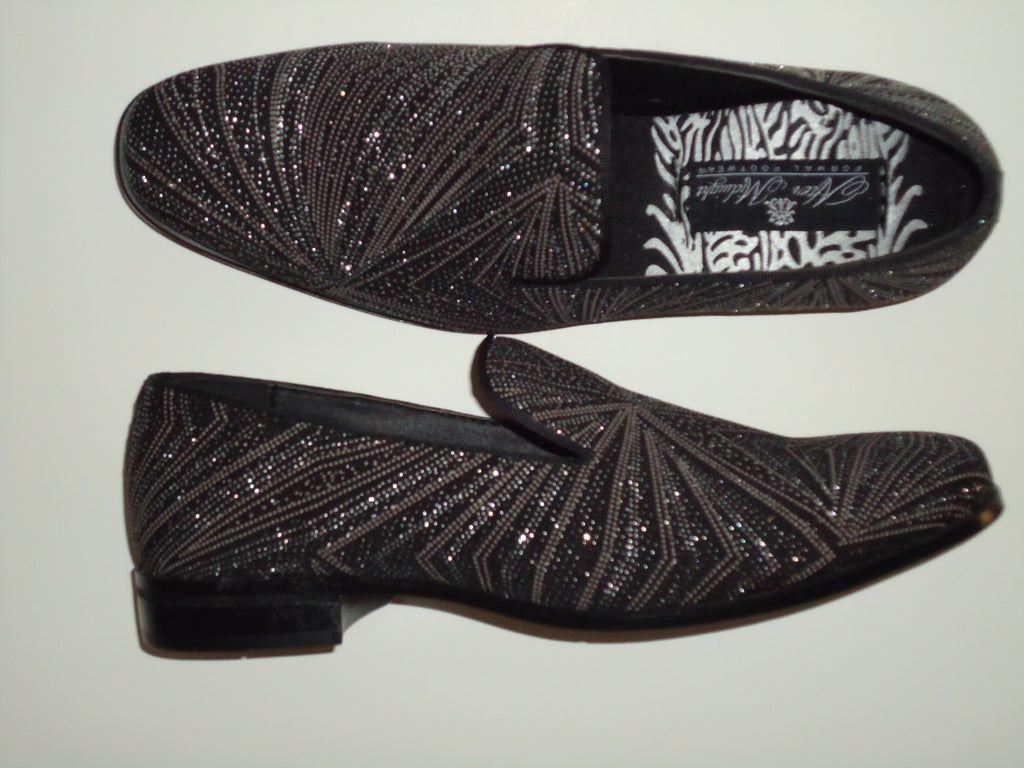 Mens Glitzy Black Shiny Silver Glitter 