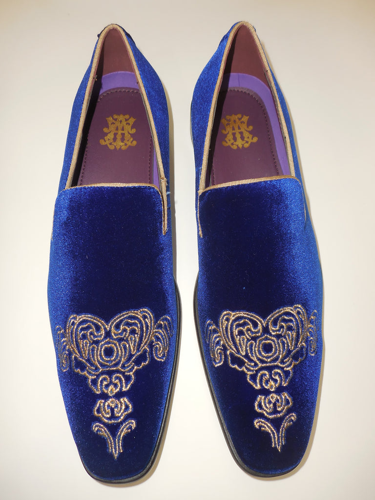 blue and gold loafers mens