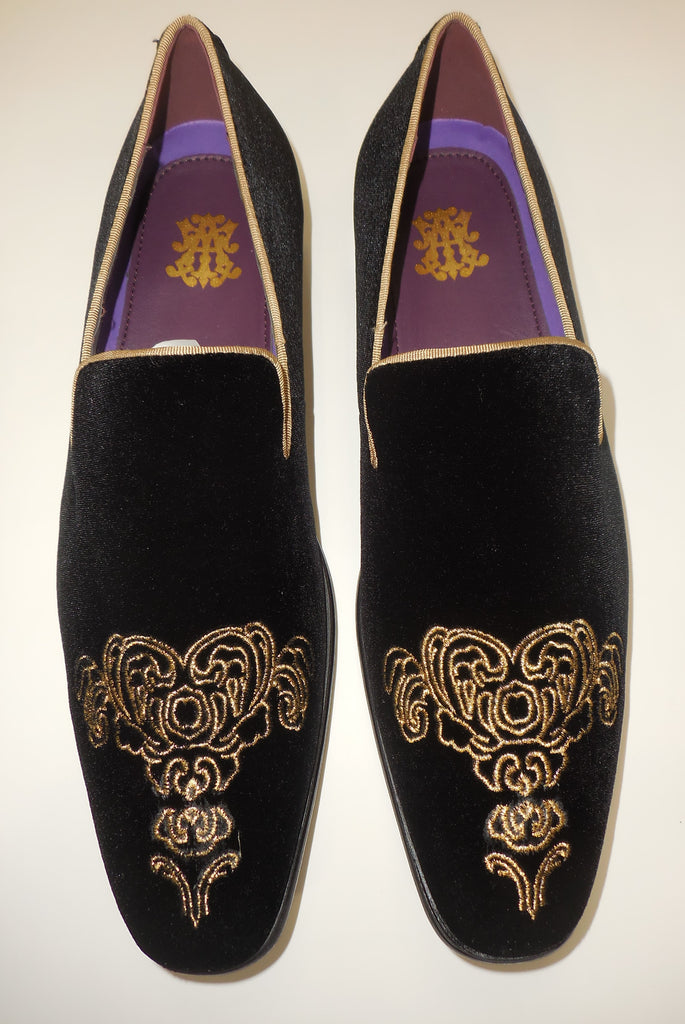 royal blue and gold loafers