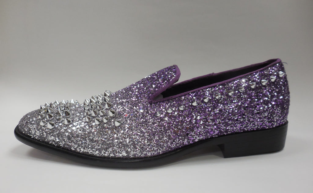 purple and silver shoes