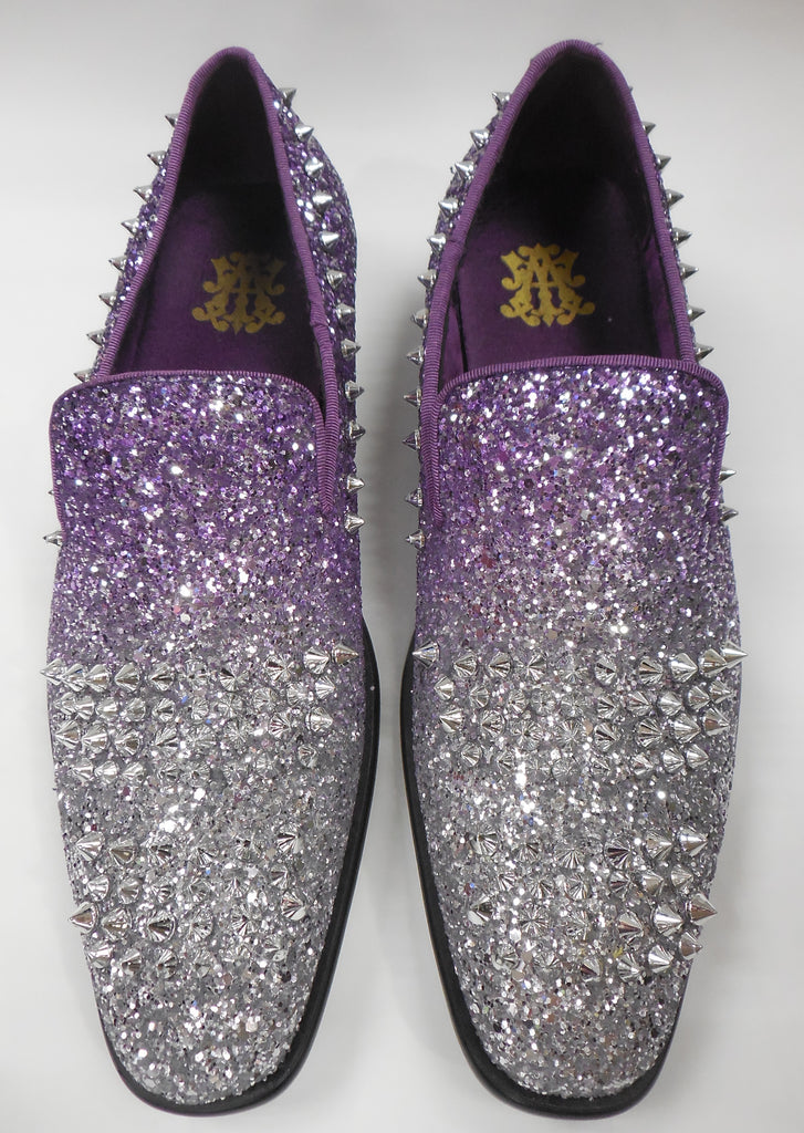 Mens Silver Lavender Fade Glitter Spike 