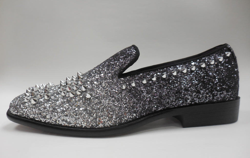 silver loafers with spikes