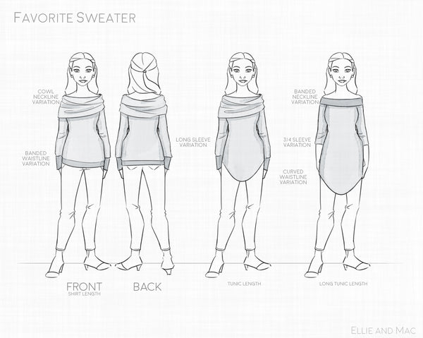 Favorite Sweater Sewing Pattern for Women by Ellie and Mac Sewing Patterns