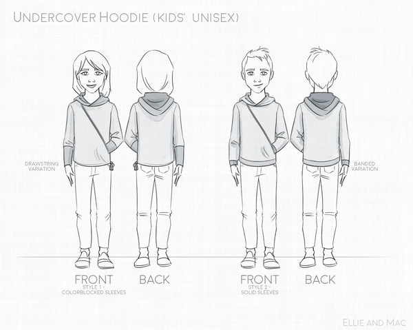 Undercover Hoodie Sewing Pattern for Kids by Ellie and Mac Sewing Patterns