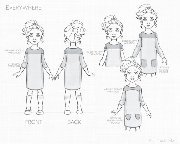 Everywhere Dress Sewing Pattern for Girls by Ellie and Mac Sewing Patterns