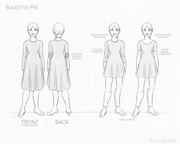 Sweetie Pie Women's Tunic and Dress Sewing Pattern by Ellie and Mac Sewing Patterns