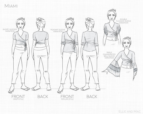 Miami Wrap Top Sewing Pattern for Women by Ellie and Mac Sewing Patterns