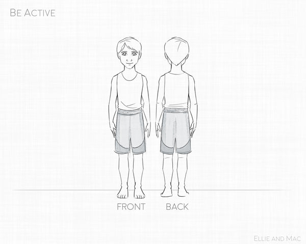Be Active Kids Shorts Sewing Pattern by Ellie and Mac Sewing Patterns