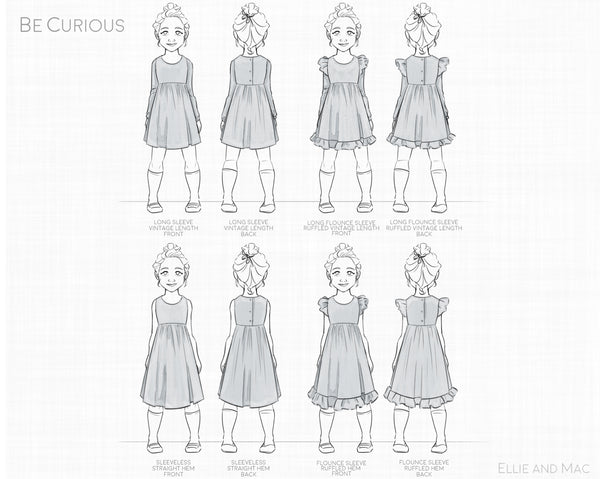 Be Curious Dress Sewing Pattern By Ellie and Mac Sewing Pattern