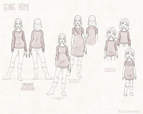 Going Home Women and Girls Sweater Sewing Pattern By Ellie and Mac Sewing Patterns