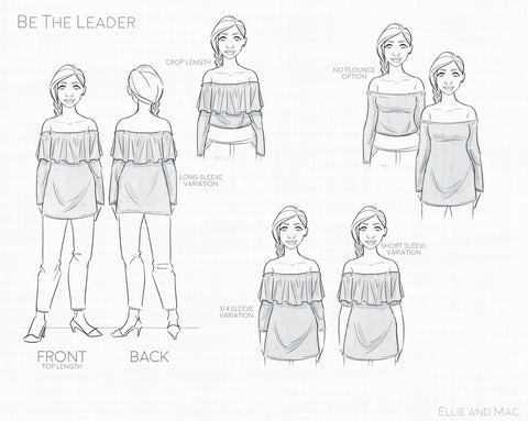 Be The Leader Top Line Drawing by Ellie and Mac Sewing Patterns