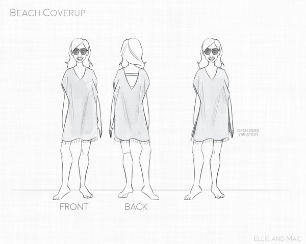 Beach Cover Up Pattern Line Drawing For Ellie and Mac