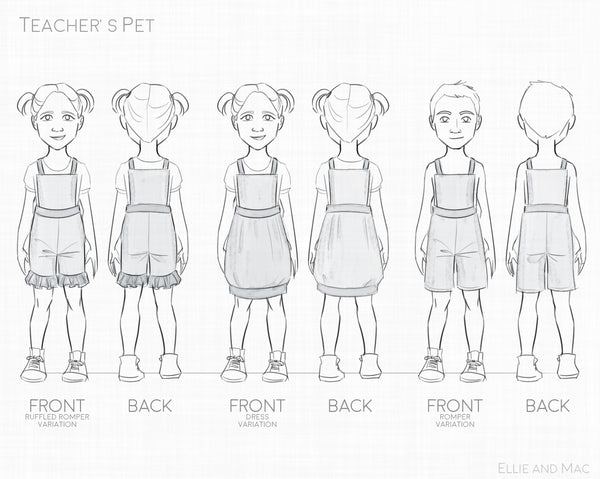 Teacher's Pet Sewing Pattern Line Drawing