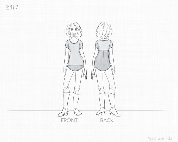 24/7 Top Sewing Pattern Line Drawing for Ellie and Mac