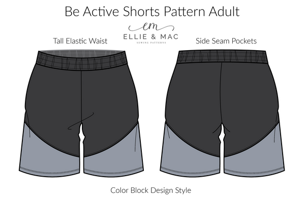 Be Active Adult Athletic Shorts Sewing Pattern by Ellie and Mac Sewing Patterns