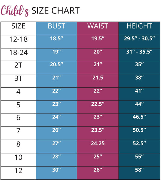 Ellie and Mac Size Chart Girls Sewing Pattern 