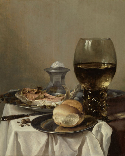 Still life with a salt barrel by Pieter Claesz