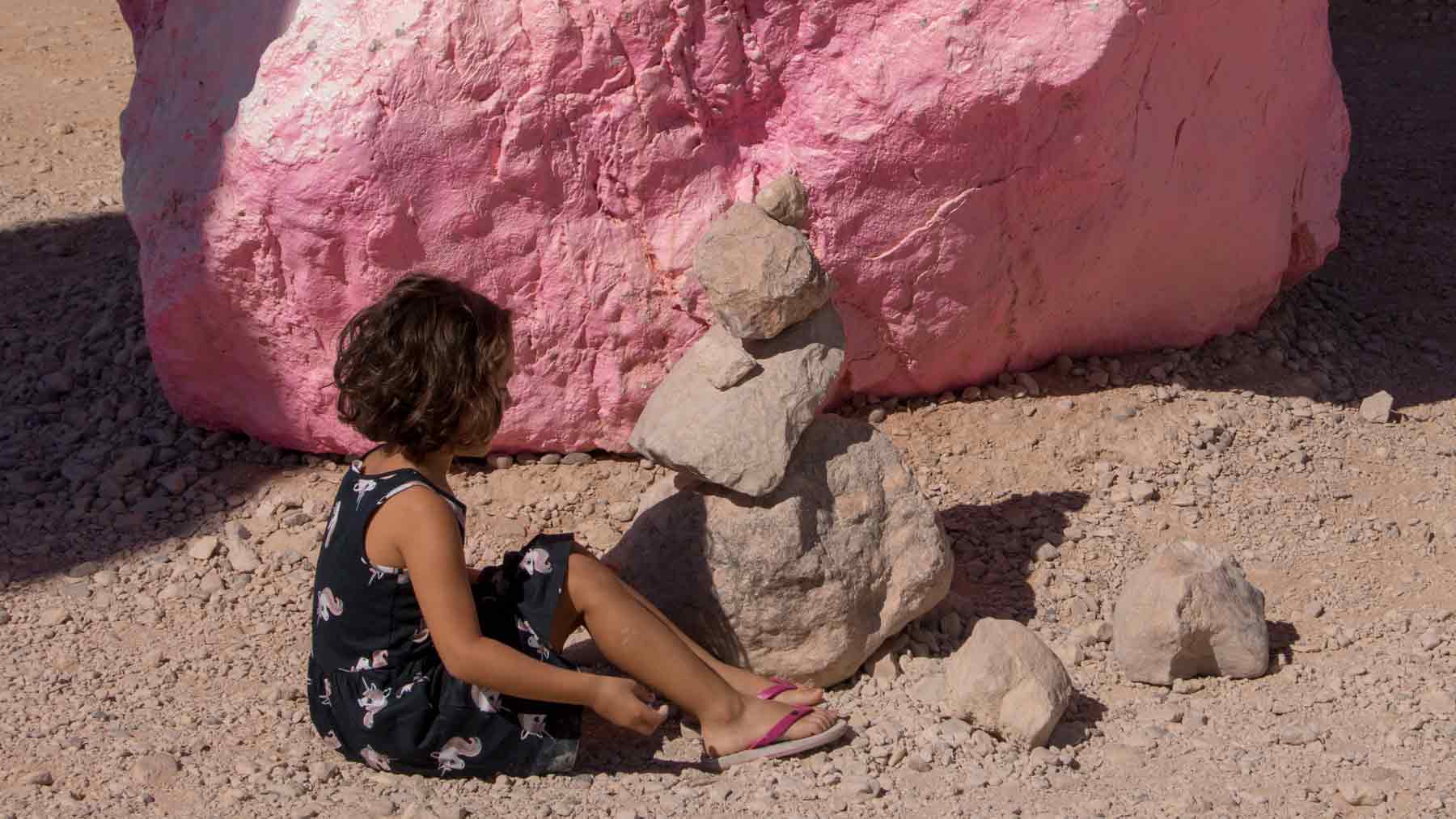 Seven Magic Mountains sculpture in the desert near Las Vegas