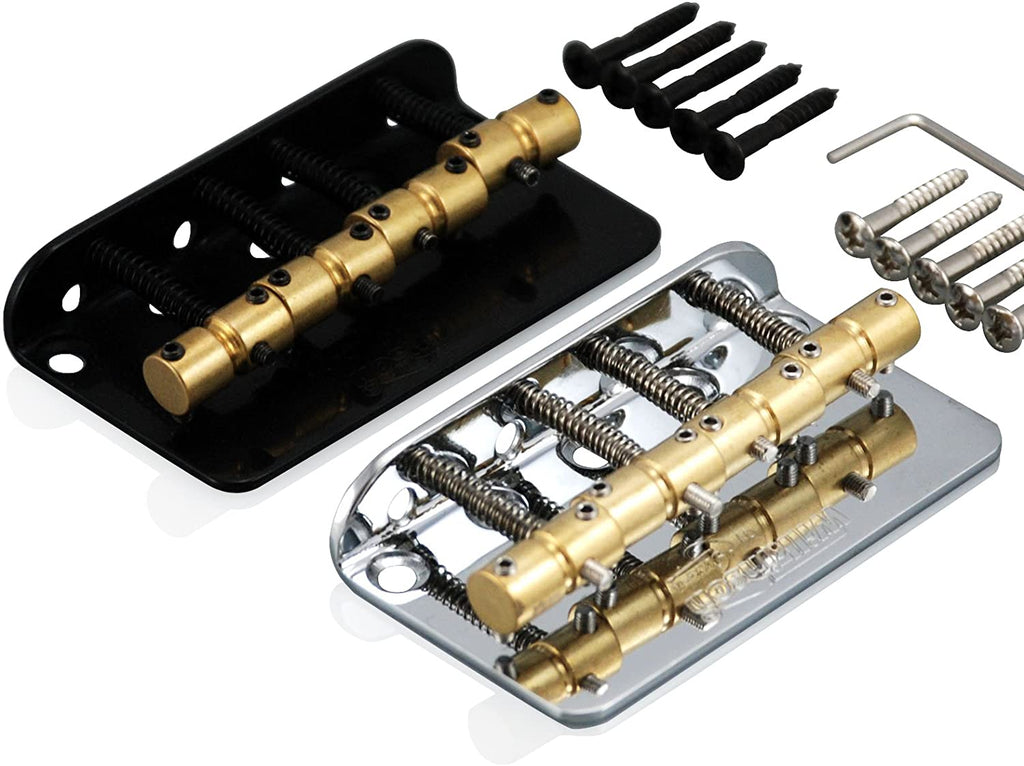 2-1/4 inch String Spacing 4-String Fixed Bass Bridge Brass Saddles for Precision Bass and Jazz Bass Wilkinson 57mm Chrome