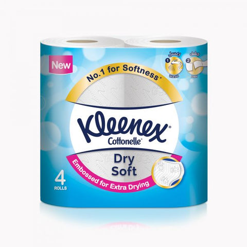 Kleenex Toilet Tissue Dry Soft, 4 Rolls - 200 Sheets x 2 Ply - أوراق مرحاض كلينيكس