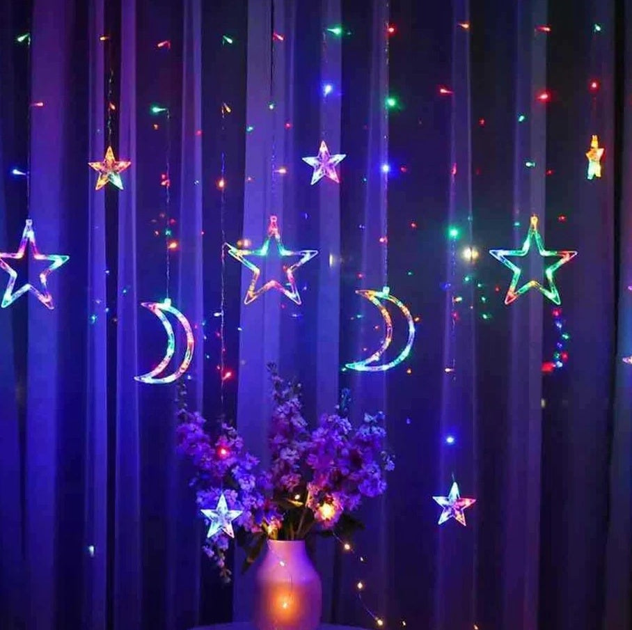 moon and star curtain lights