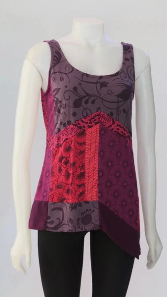 Organic Cotton Printed Patchwork S/Less Top