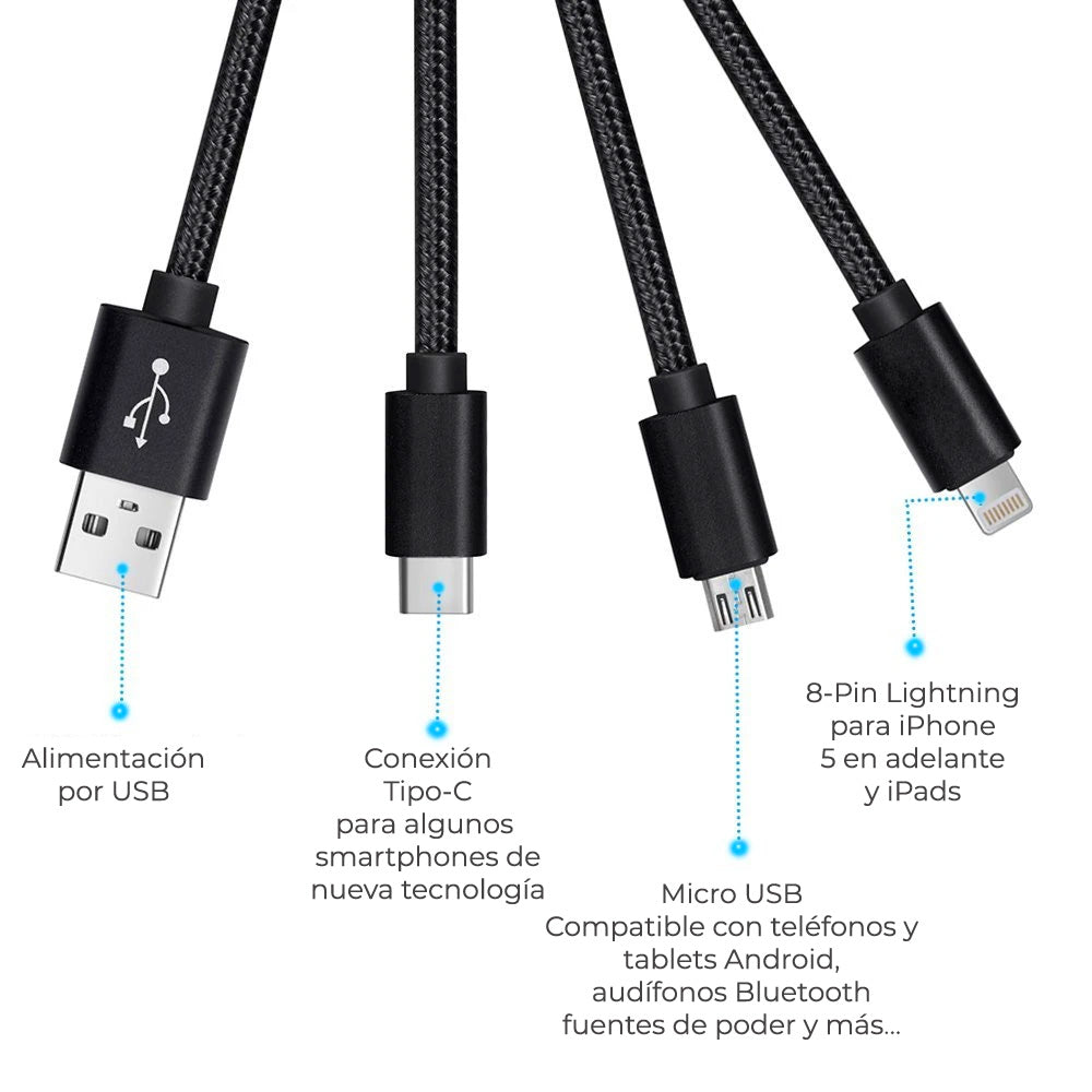 Lidiar con Dar violación Cable Celular Usb Reforzado 3-1 Micro Usb Tipo C Lightning – MIGADGET.MX