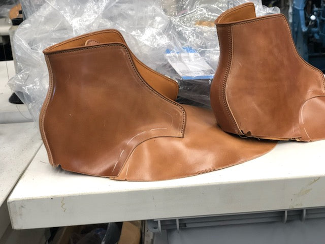 Viberg natural horween shell cordovan in process