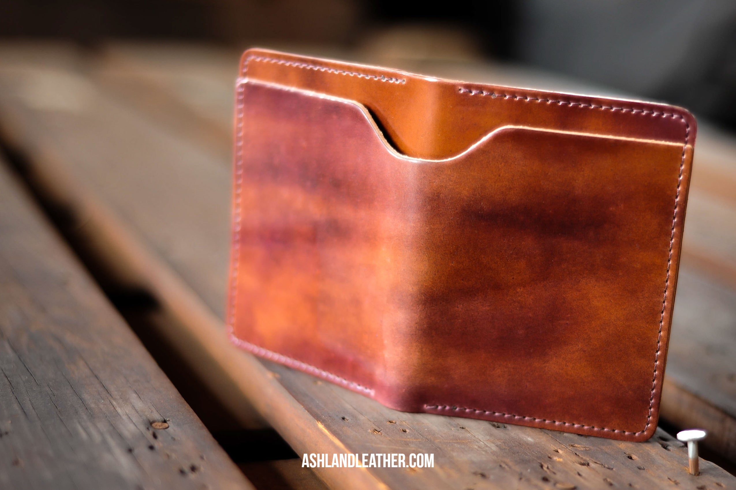 Ashland leather Fat Herbie in color #8 marbled shell cordovan